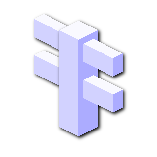 a solid white isometric minecraft fence with two connection offshoots with slight blue lighting and a black drop shadow